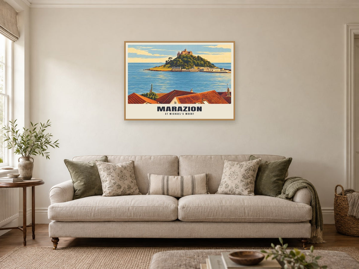 St Michael's Mount, Marazion Poster at A1, in an oak frame, in a sitting room
