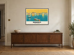 Margate Harbour Poster at A1, in a black frame, above a sideboard