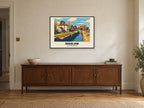 Marlow Poster — Marlow Lock at A1, in a black frame, above a sideboard