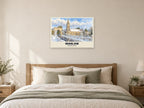Marlow Suspension Bridge Poster at A1, as a poster, above a bed