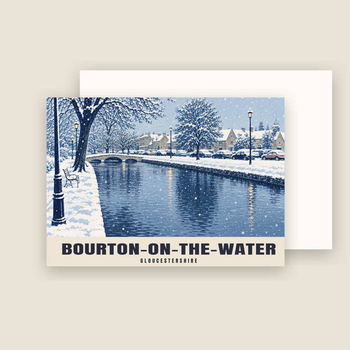 Bourton-on-the-Water Christmas card with its envelope