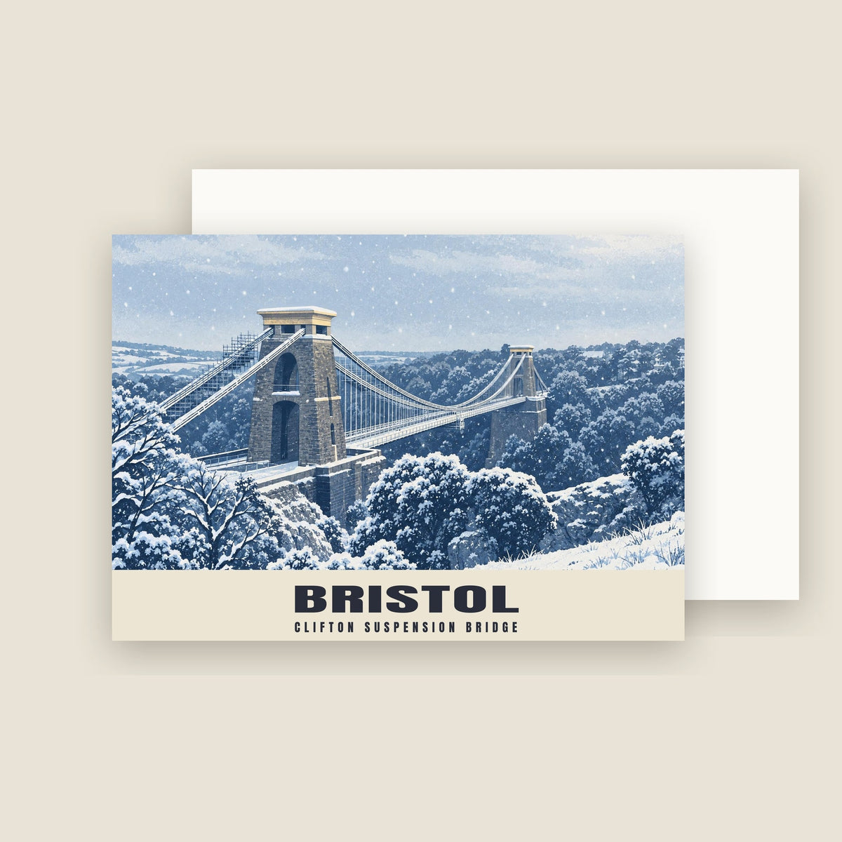 Clifton Suspension Bridge, Bristol Christmas card with its envelope