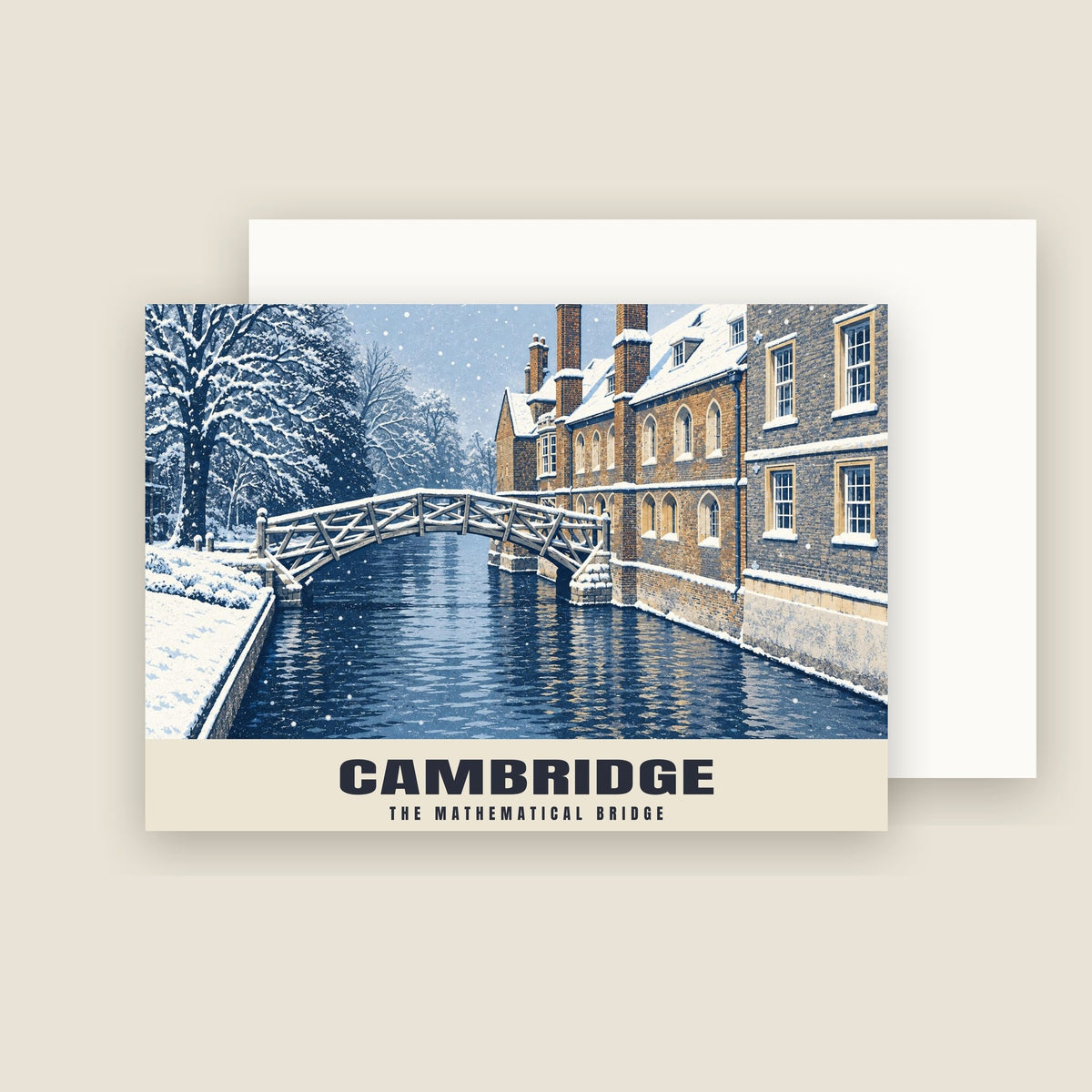 The Mathematical Bridge, Cambridge Christmas card with its envelope