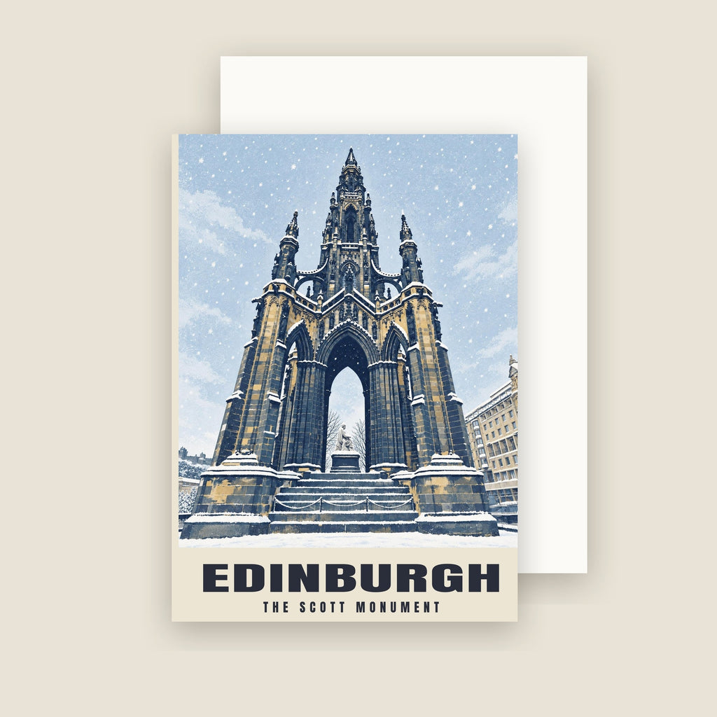 The Scott Monument, Edinburgh Christmas card with its envelope