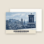 Calton Hill, Edinburgh Christmas card with its envelope
