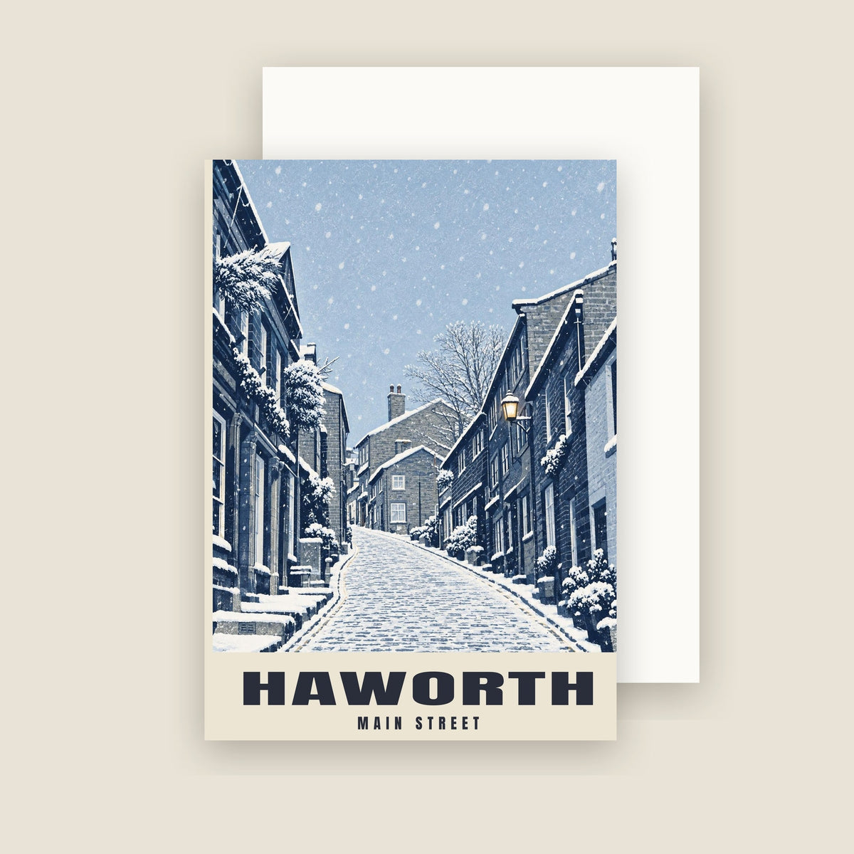 Main Street, Haworth Christmas card with its envelope