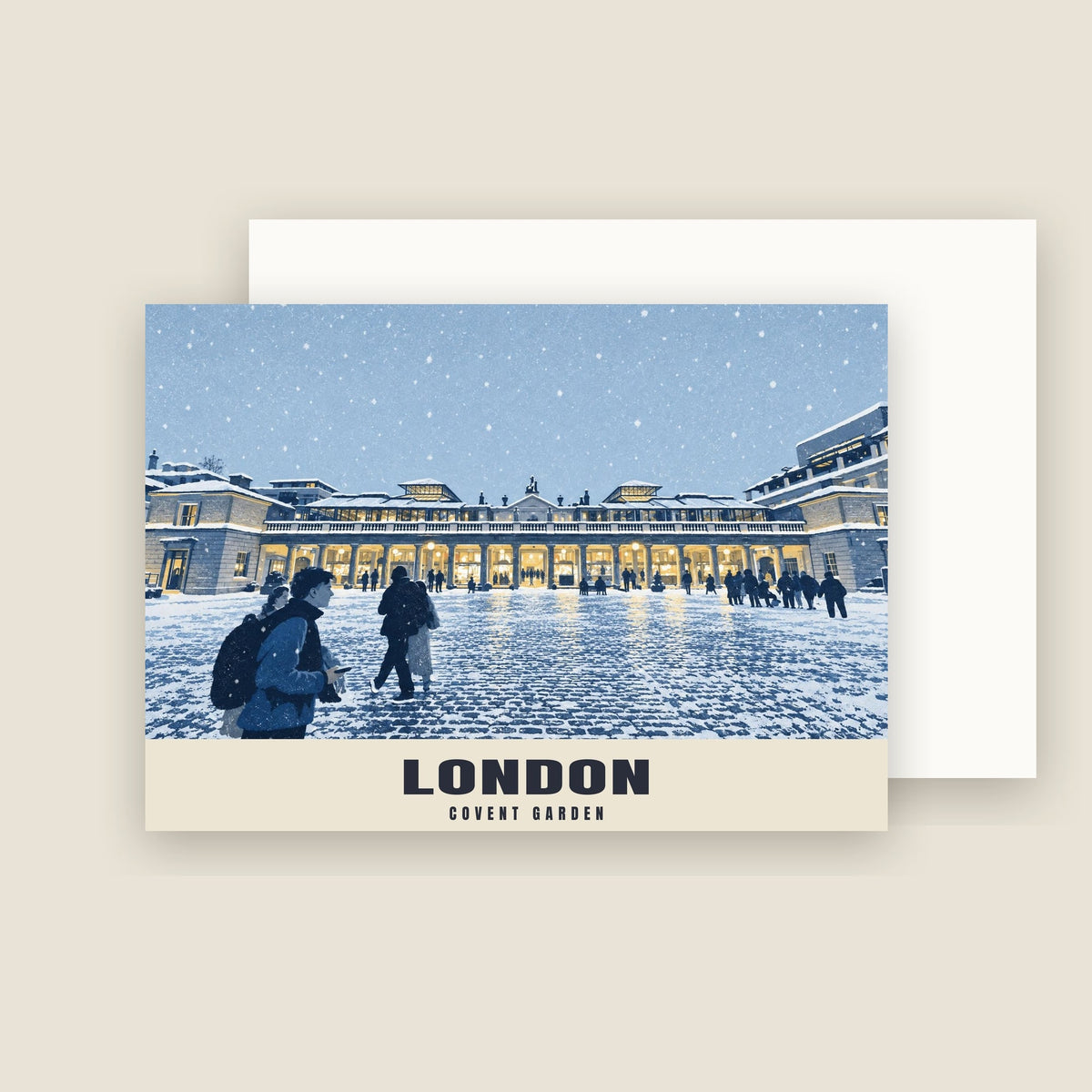 Covent Garden, London Christmas card with its envelope