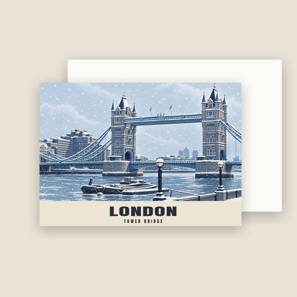 Tower Bridge, London Christmas card with its envelope