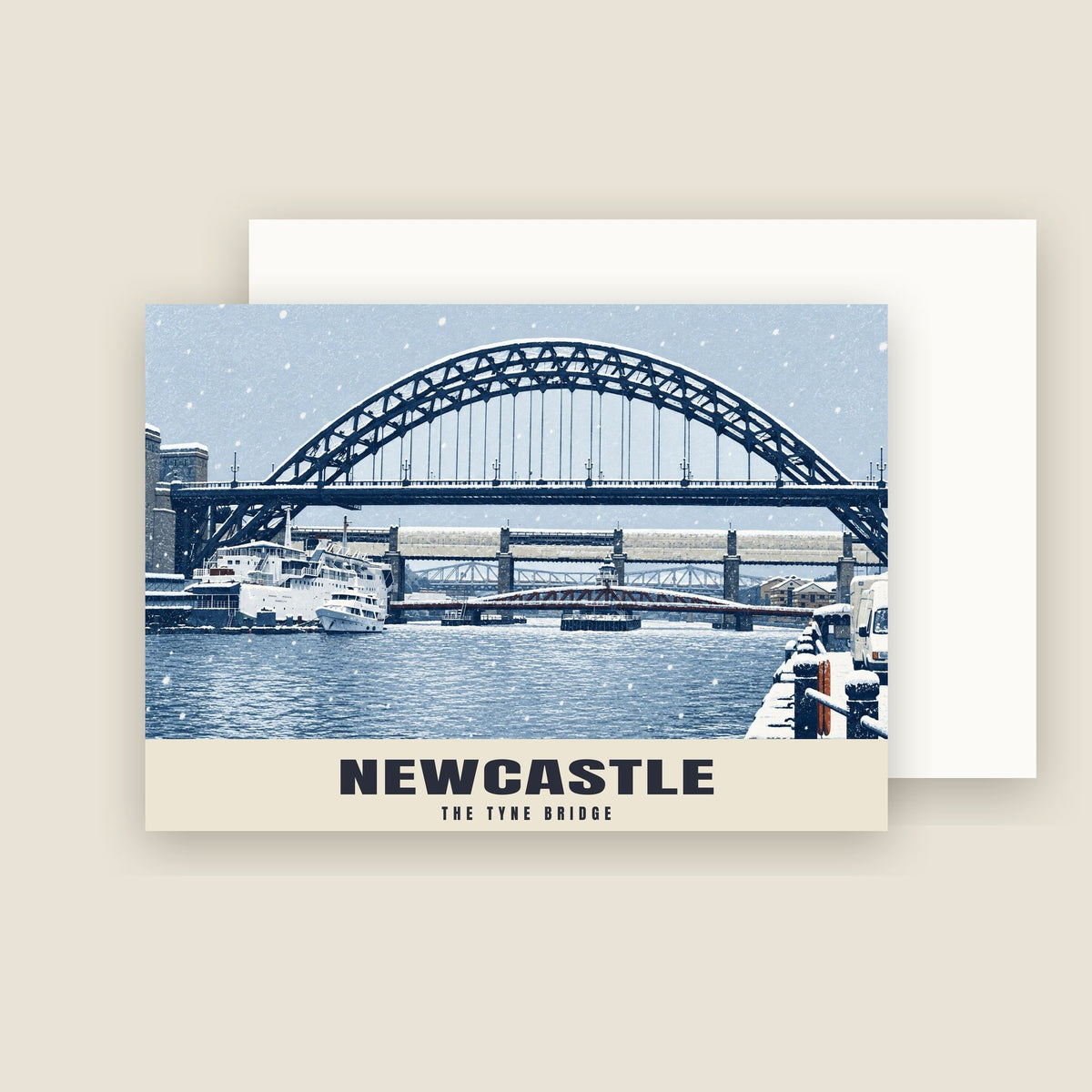 The Tyne Bridge, Newcastle Christmas card with its envelope