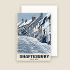 Gold Hill, Shaftesbury Christmas card with its envelope