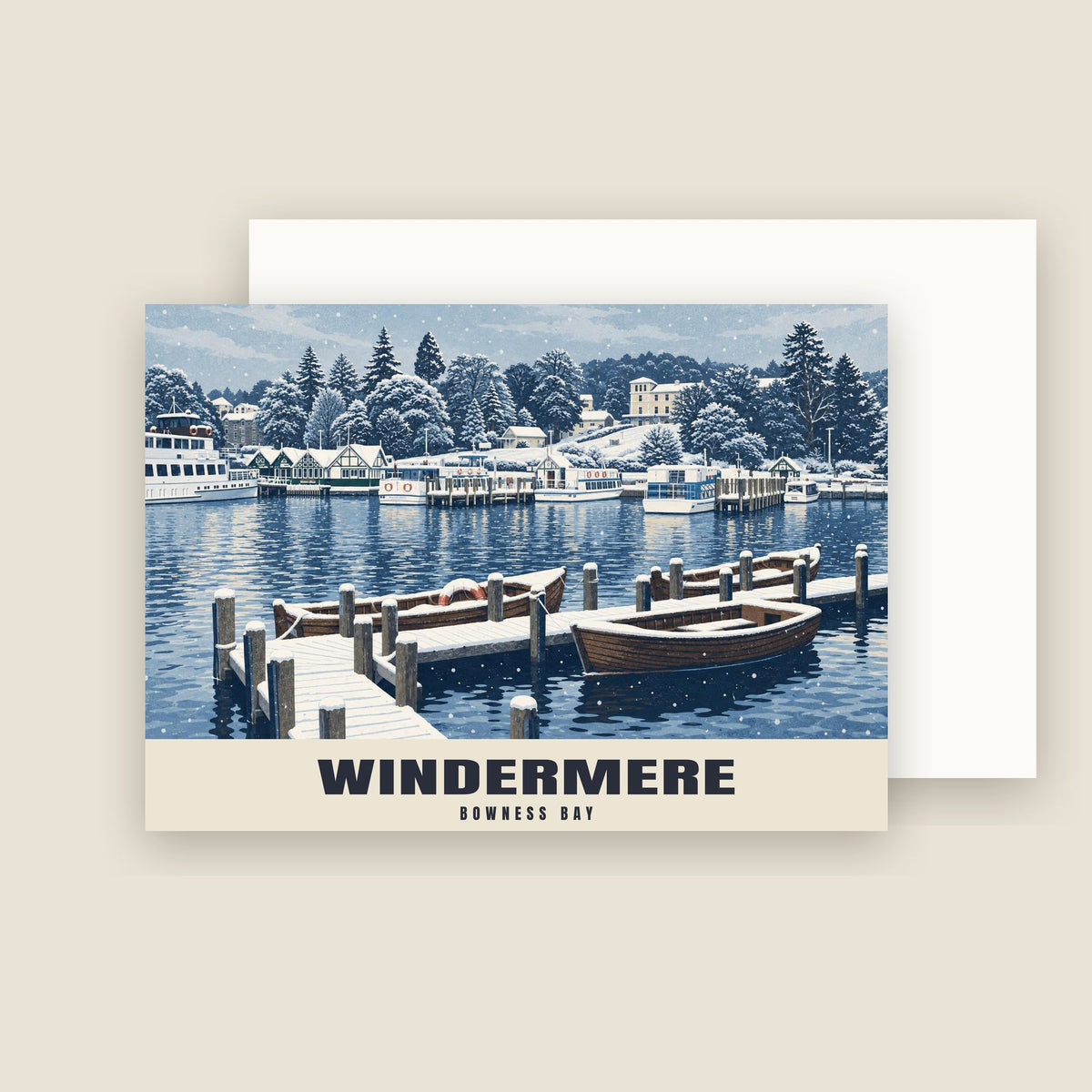Bowness Bay, Windermere Christmas card with its envelope