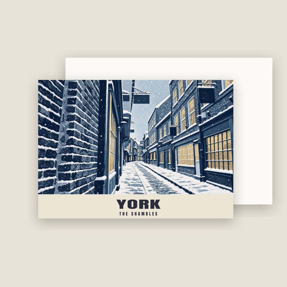 The Shambles, York Christmas card with its envelope