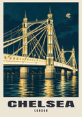 Albert Bridge, Chelsea vintage-style poster