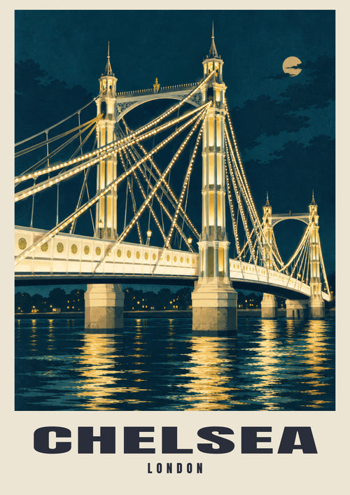 Albert Bridge, Chelsea vintage-style poster