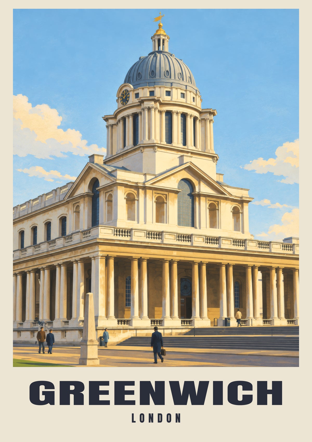 Old Royal Naval College, Greenwich vintage-style poster
