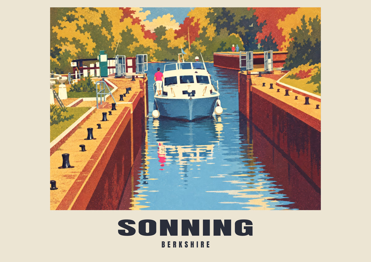 Sonning Lock vintage-style poster