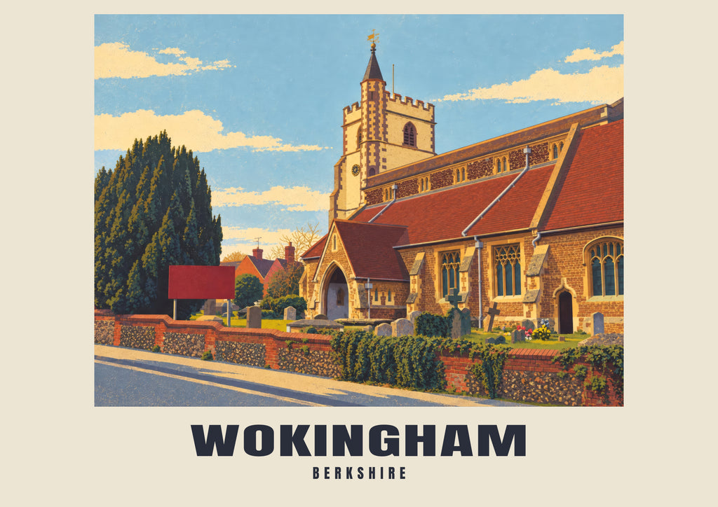 All Saints' Church, Wokingham vintage-style poster