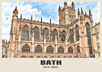 Bath Abbey poster in the Ink & Wash style