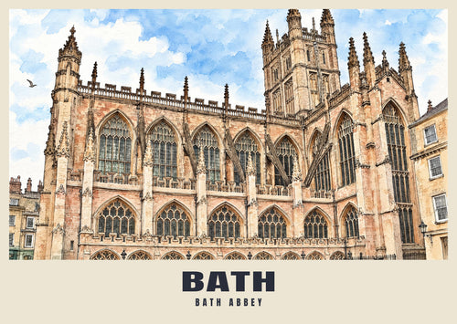 Bath Abbey poster in the Ink & Wash style