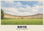 The Royal Crescent, Bath poster, British Heritage style
