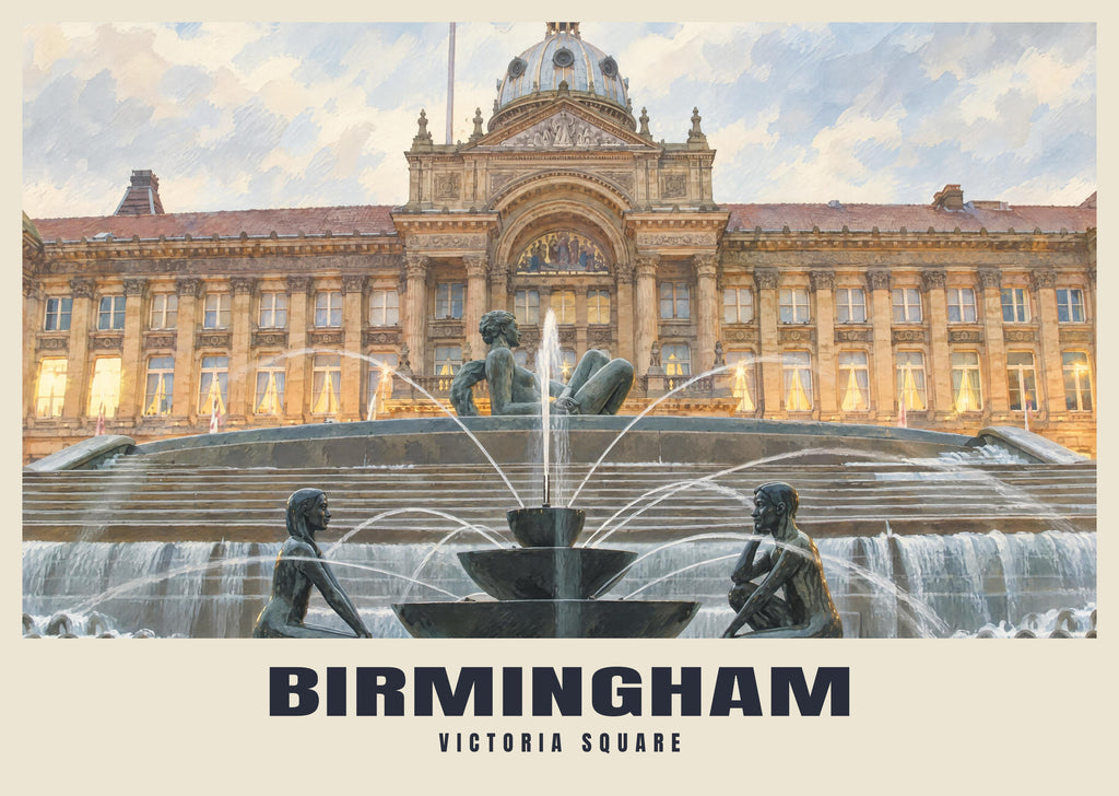Victoria Square, Birmingham poster in the British Heritage style