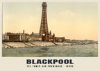The Tower and Promenade, Blackpool, 1890s hand-coloured photochrom heritage print