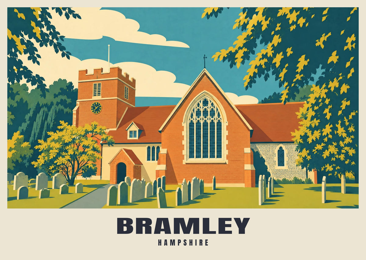 St James's Church, Bramley poster, Mid-Century style