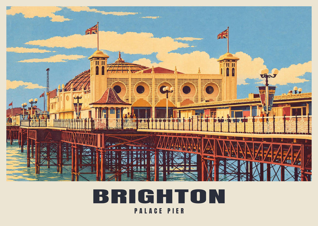 Palace Pier, Brighton poster, Retro Railway style