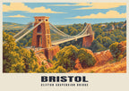 Clifton Suspension Bridge, Bristol poster, Retro Railway style