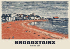 Viking Bay, Broadstairs poster in the Linocut style