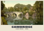 Clare Bridge, Cambridge, 1890s hand-coloured photochrom heritage print