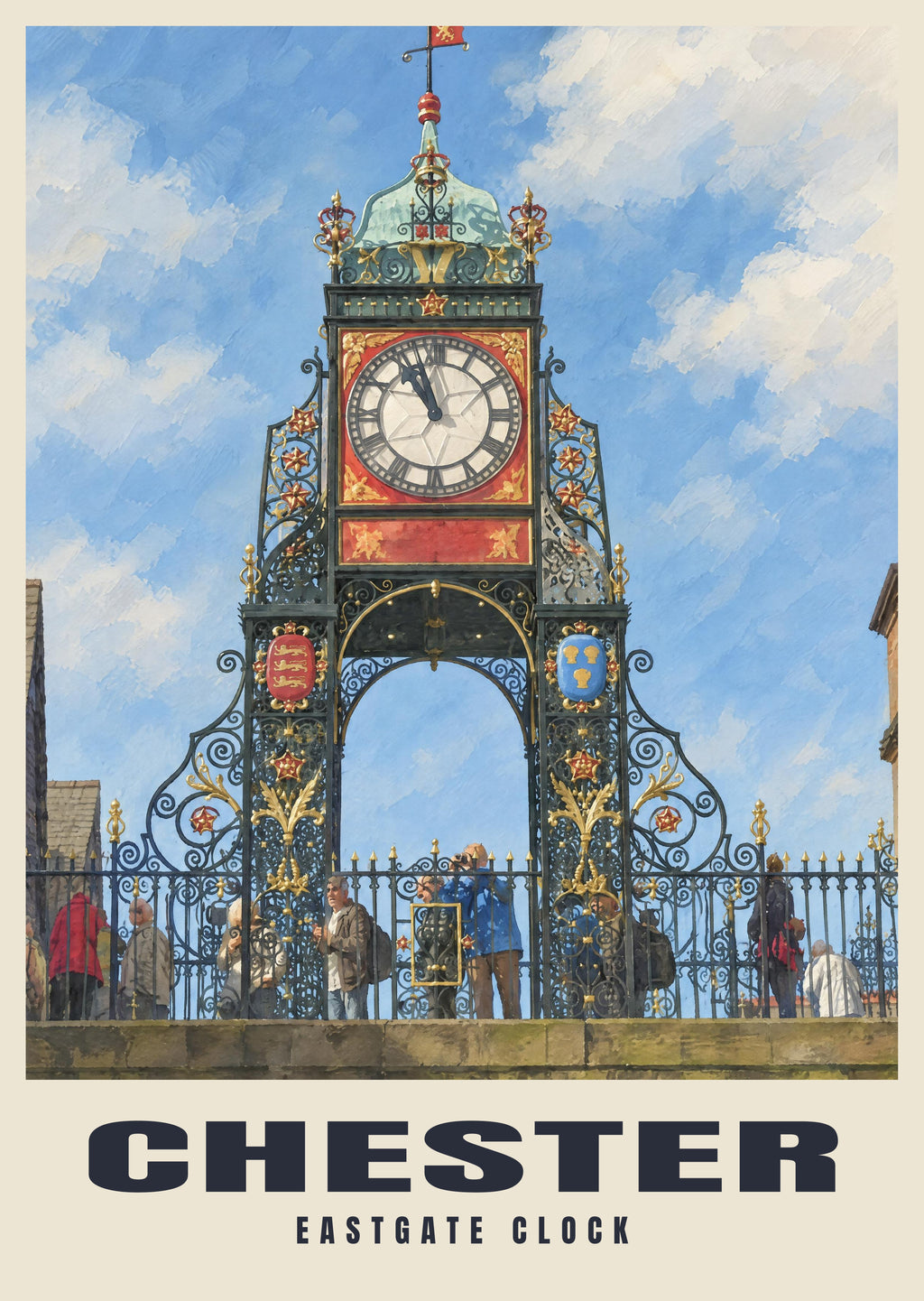 Eastgate Clock, Chester poster in the British Heritage style