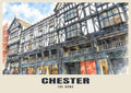 The Rows, Chester poster in the English Watercolour style