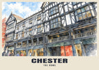 The Rows, Chester poster in the English Watercolour style