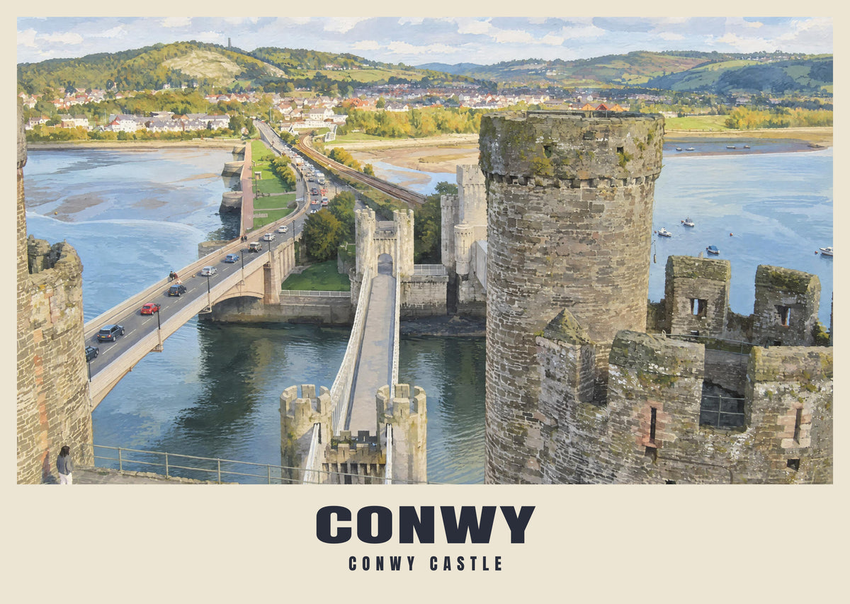 Conwy Castle poster in the British Heritage style