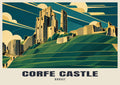 Corfe Castle poster in the Art Deco style