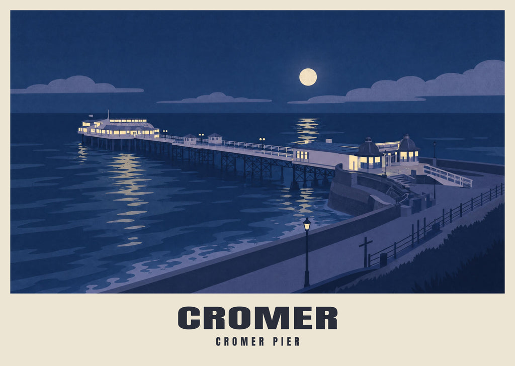 Cromer Pier poster in the Moonlit style