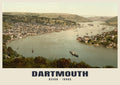 Dartmouth, 1890s hand-coloured photochrom heritage print