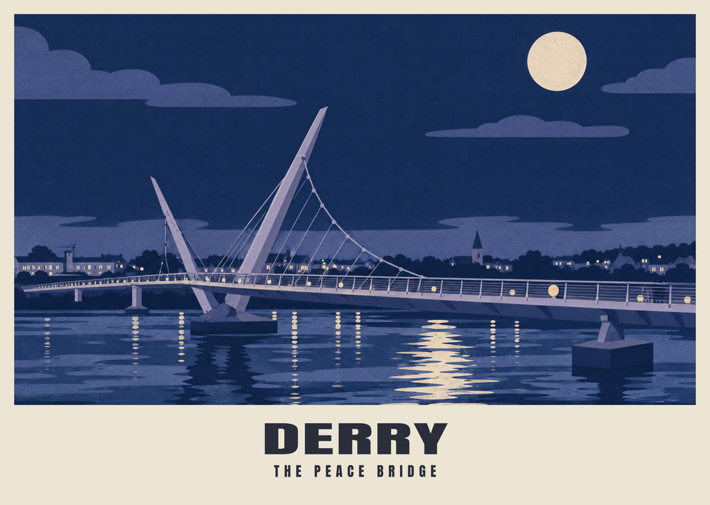 The Peace Bridge, Derry poster in the Moonlit style