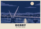 The Peace Bridge, Derry poster in the Moonlit style