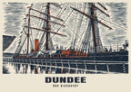 RRS Discovery, Dundee poster in the Linocut style