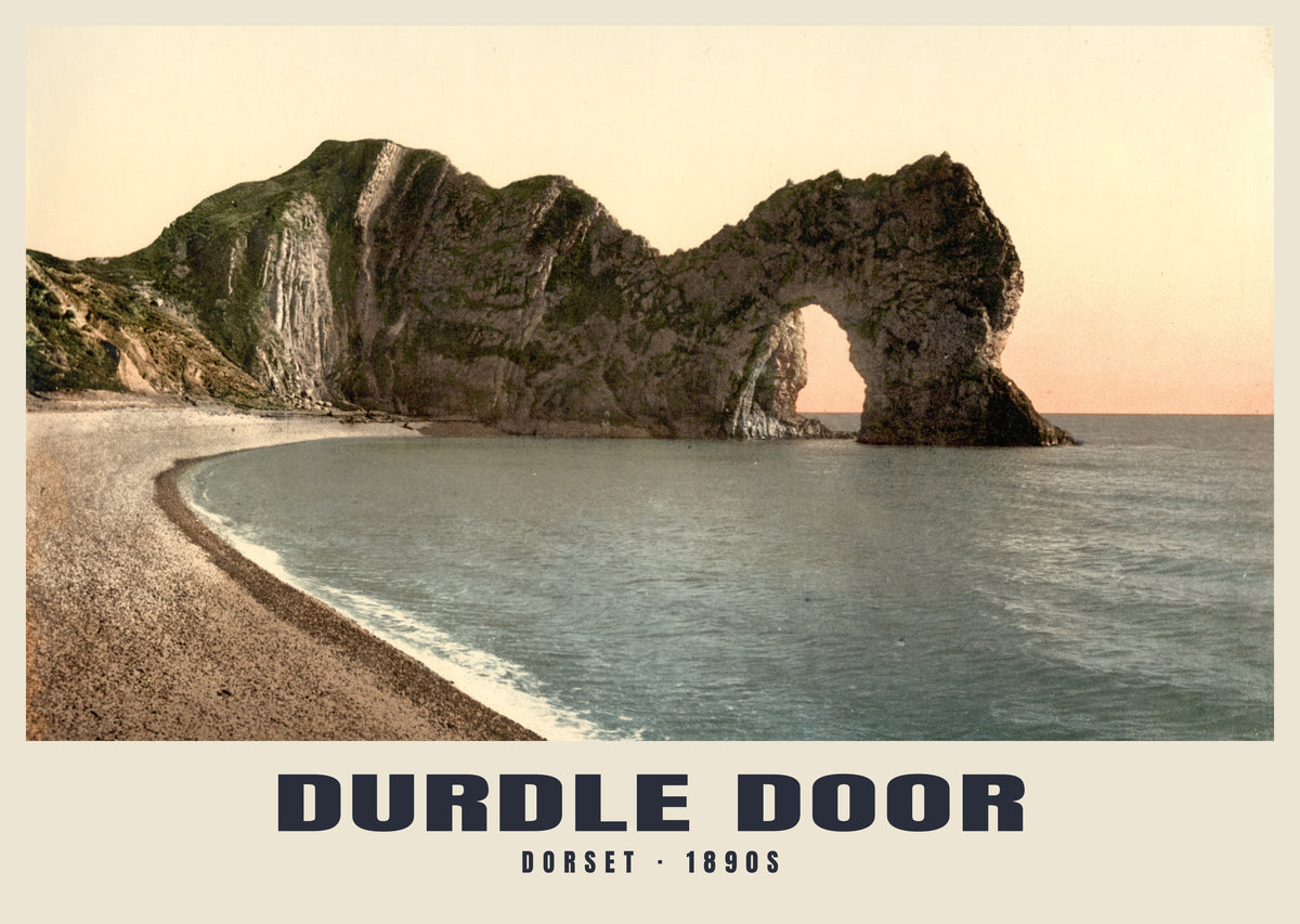 Durdle Door, 1890s hand-coloured photochrom heritage print