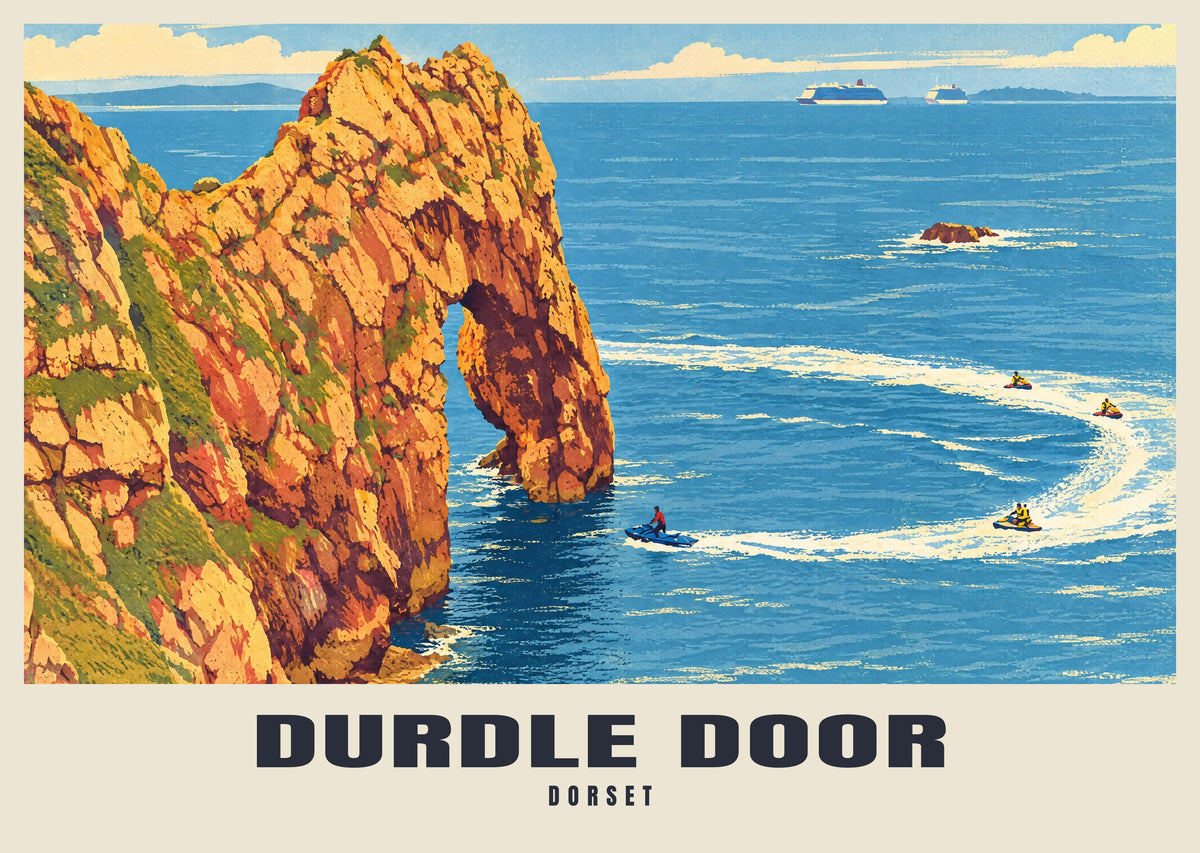 Durdle Door poster in the Retro Railway style