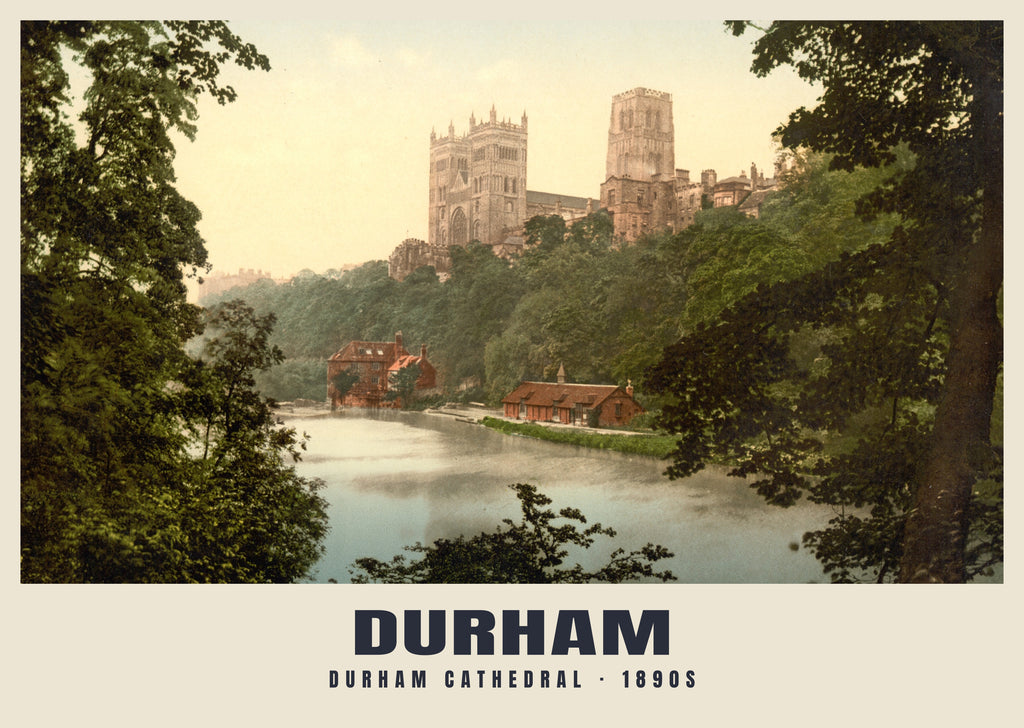 Durham Cathedral, 1890s hand-coloured photochrom heritage print