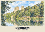 Durham Cathedral poster in the English Watercolour style