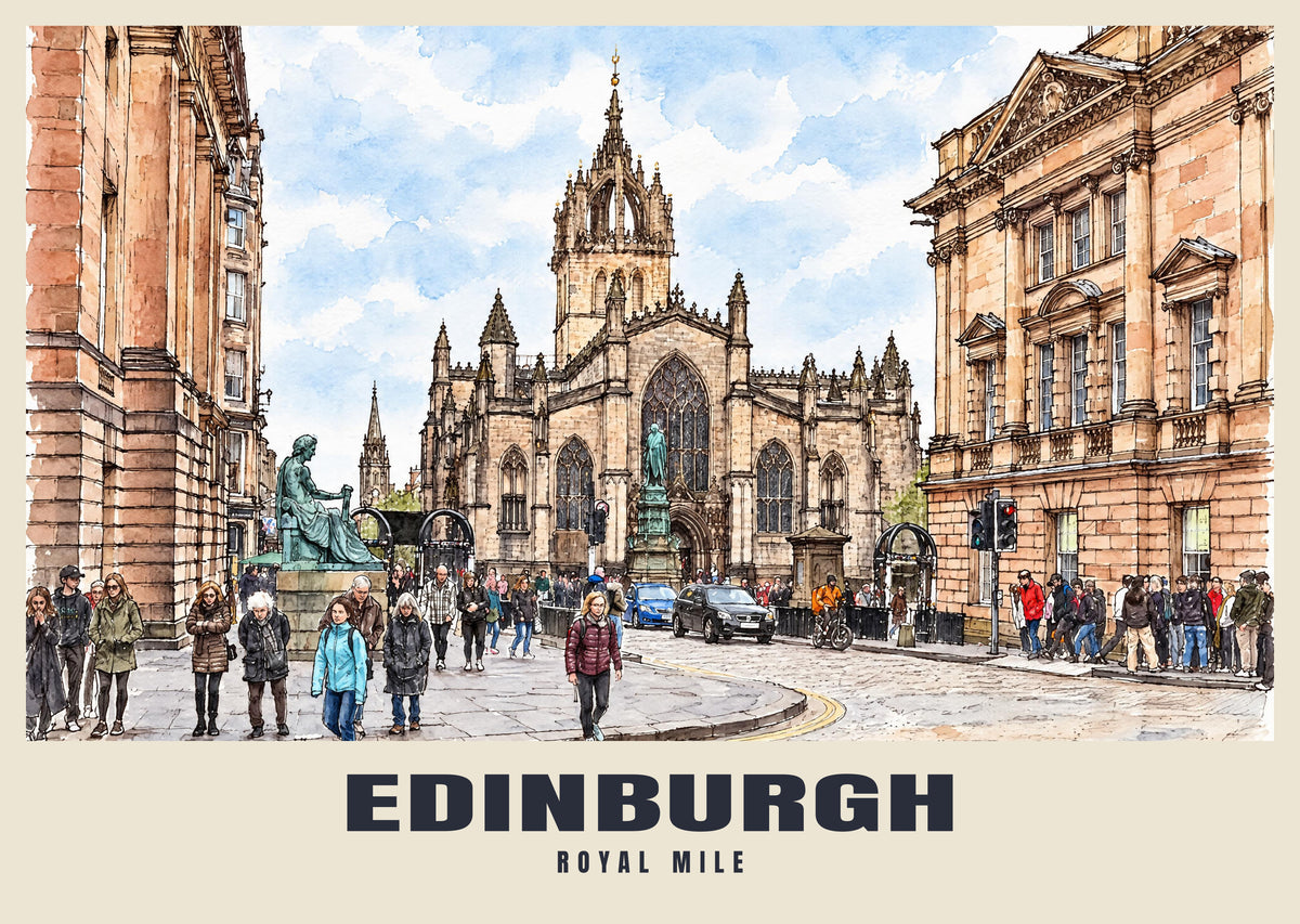 The Royal Mile, Edinburgh poster in the Ink & Wash style