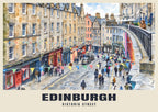 Victoria Street, Edinburgh poster, English Watercolour style