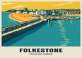 Folkestone Harbour poster in the Mid-Century style