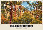 Glenfinnan Viaduct poster, Retro Railway style