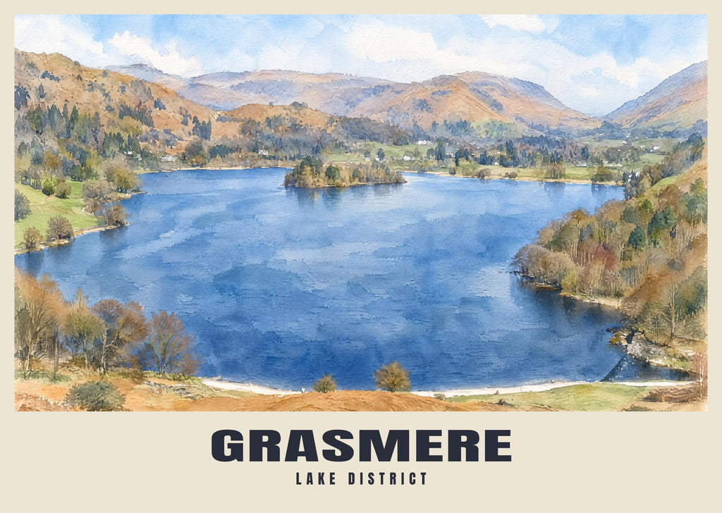 Grasmere poster in the English Watercolour style